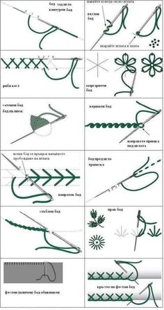 the instructions for how to make an origami bow with green thread and bows