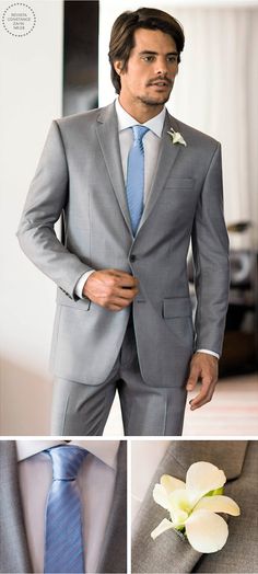 Grey Suit Blue Tie, Smart Business Casual, Azul Serenity, Groom Tuxedo, Gray Suit, Wedding Suits Men, Blue Ties, Wedding Men, Wedding Suits