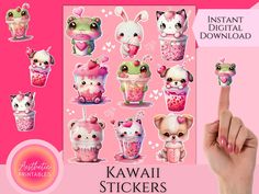 the kawai stickers are designed to look like animals