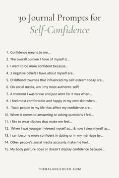 a poem with the words'30 journal prompts for self - confliancece '