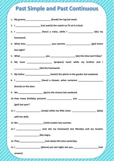 the past simple and past continuous worksheet