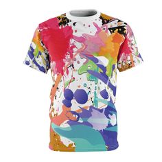 Paint Splash designer Tee Shirt. Uniquely textured, thick microfiber knit fabric of this high quality t-shirt wicks perspiration rapidly away from the skin, drawing it to the surface where it quickly evaporates. A stylish look on the sports field or at a country club lunch. Matching leggings and skirt available. .: 100% Polyester .: Light fabric (4.0 oz/yd² (113 g/m / (6.0 oz/yd² (170 g/m .: Regular fit .: Tagless .: Runs true to size Sporty Multicolor Crew Neck T-shirt, Sporty Multicolor Short Sleeve T-shirt, Multicolor Crew Neck Printed Shirt, Multicolor Sporty Crew Neck Shirt, Sporty Multicolor Crew Neck Shirt, Multicolor Crew Neck Sporty Shirt, Multicolor Moisture-wicking Tops For Streetwear, Leggings And Skirt, Club Leggings