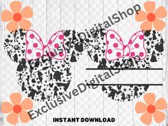 two pink bows with polka dots on them and the words instant digital clip art, transparent background