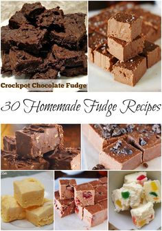 chocolate fudge recipe collage with the words, 30 homemade fudge recipes