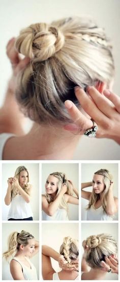 8 idées de coiffures hyper simples à faire en moins de 5 mins No Heat Hairstyles, Bun Hairstyle, Hair 2018, Hairdo For Long Hair, Sylvester Stallone, Quick Hairstyles, Shampoos, Top Knot