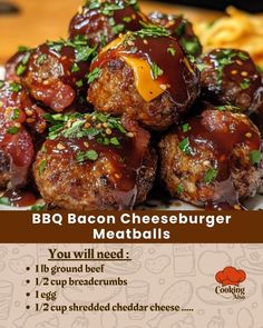 bbq bacon cheeseburger meatballs recipe on a plate