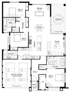 the floor plan for a two bedroom apartment with an attached garage and living room area