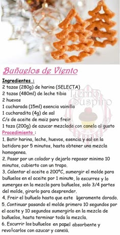 the recipe for an appetizer is shown in spanish