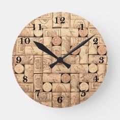 a clock made out of wine corks with numbers on the front and back sides