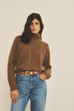 Our Charlotte turtleneck cashmere sweater for women provides great insulation against the cold all the while remaining stylish. With its slightly oversized and loose fit, it is meant to be worn both on days off and with casual outfits in the countryside, and also in a more sophisticated manner for dinners in town. An iconic and timeless piece. Charlotte’s fashion tip: “I love this textured and sophisticated turtleneck. Perfect with baggy jeans for a casual look in between seasons, or under a nice cashmere coat during chilly days in winter. To be a “matchy-matchy” couple with your partner, discover also Charles, the sustainable cashmere turtleneck sweater for men, available in matching colourings.” Long Sleeve Merino Wool Turtleneck For Fall, Merino Wool Long Sleeve Turtleneck For Fall, Brown Turtleneck Sweater For Work, Fall Merino Wool Turtleneck For Workwear, Merino Wool Turtleneck For Fall Workwear, Cashmere Turtleneck For Work, Fine Knit Turtleneck For Fall Workwear, Brown Cashmere Turtleneck Top, Brown Winter Turtleneck For Work