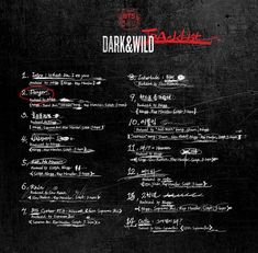 the menu for darkowld, which is written in red and black on a black background