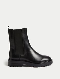 Leather Chelsea Round Toe Ankle Boots | M&S Collection | M&S Round Toe Ankle Boots, Shirts For Leggings, Footwear Collection, Low Block Heels, Workout Accessories, Baby Clothes Shops, Shoes Trainers, Black Ankle Boots