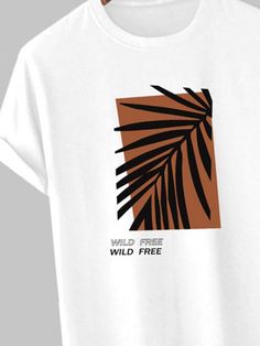 a white t - shirt with an image of a palm tree and the words wild free on it