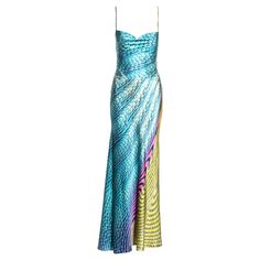 ▪ Roberto Cavalli silk evening dress ▪ Psychedelic print in vibrant blue, pink and chartreuse ▪ Bias cut ▪ Cowl neck ▪ Open low back ▪ Asymmetric hemline ▪ Size Extra Small ▪ Spring-Summer 2001 ▪ 100% Silk ▪ Made in Italy Pink And Chartreuse, Vintage Roberto Cavalli, Roberto Dress, Silk Evening Gown, Silk Evening Dress, Evening Mini Dresses, Vintage Corset, Corset Mini Dress, Silk Maxi Dress