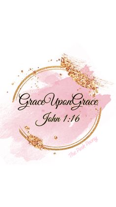 the grace upon grace logo on a white background with gold foil and pink watercolor