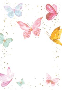 watercolor butterflies with gold dots on white background