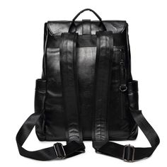 Unisex backpack for all-purpose use. Material: Leather Weight: 1020g Size: 260 x 120 x 400 mm Black Anti-theft Backpack For On-the-go, Large Capacity Leather Bag For Students, Black Satchel Bag For Students, Black Large Capacity Bag For Students, Large Capacity Leather Satchel Backpack For Students, Large Capacity Black Bag For Students, Black Business Backpack Satchel, Black Standard Backpack Laptop Bag For Daily Use, Black Rectangular Bags For Students