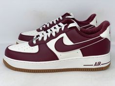 Maroon Sneakers, Nike Shoes High Tops, Red Nike Shoes, Maroon Nike, College Packing, Tan Sneakers, Nike Air Force 1 07, Red Nike, Blazer Mid