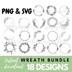 Svg Wreath, Floral Wreath Svg, Circle Svg, Stencils For Wood Signs, Wreath Svg, Svg Wedding, Wedding Wreath, Circle Frame, Monogram Wreath