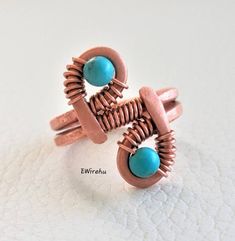 Adjustable Wire Wrapped Promise Ring, Adjustable Wire Wrapped Rings For Promise, Adjustable Wire Wrapped Stackable Open Rings, Adjustable Nickel-free Copper Ring, Adjustable Copper Nickel-free Rings, Handmade Adjustable Minimalist Turquoise Ring, Adjustable Wire Wrapped Ring, Adjustable Handmade Turquoise Promise Ring, Adjustable Wire Wrapped Metal Ring