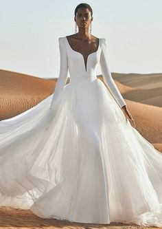 Pronovias Wedding Dress Pronovias: Antelope Sustainable Wedding Dress, Wedding Dress Crafts, Pronovias Bridal, Pronovias Wedding Dress, White Wedding Dress, Stunning Wedding Dresses, Evening Dresses For Weddings, Long Sleeve Wedding, Wedding Dress Sleeves