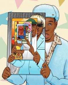 two black men holding up an image of themselves