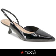 in stock Sleek Black Slingback Pumps For Spring, Black Synthetic Slingback Pumps For Spring, Black Modern Slingback Pumps For Spring, Modern Black Slingback Pumps For Spring, Spring Black Patent Leather Slingback Pumps, Black Patent Leather Slingback Pumps For Spring, Modern Black Synthetic Slingback Pumps, Sling Back Pumps, Designer Pumps