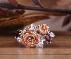 Natural Garnet Beauty and the Beast Rose Flower Engagement | Etsy Rose-colored Fine Jewelry Flower Ring For Anniversary, Rose Flower Ring For Anniversary, Fine Jewelry, Rose Gold Flower Ring For Valentine's Anniversary, Fine Jewelry With Rose Design For Anniversary, White Gold Rose Design Jewelry For Anniversary, White Gold Jewelry With Rose Design For Anniversary, Anniversary Rose Gold Flower Ring, White Gold Flower Ring With Rose Design For Anniversary, Rose Design Rings For Anniversary On Valentine's Day