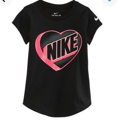 Nwt Bin K S Cute Black Shirt For Spring, Cute Black T-shirt For Spring, Nike Pink Tops With Letter Print, Pink Nike Tops With Letter Print, Trendy Pink Nike Tops, Nike Pink Top With Logo Print, Nike Black T-shirt For Spring, Nike Sporty Pink T-shirt, Sporty Pink Nike T-shirt