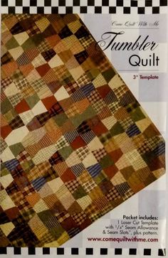 the finished quilt is displayed in front of a black and white checkered background