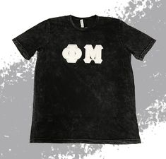 Mix it up with a Black Mineral Wash Tee from Bella Canvas. You'll love the way we sew your greek apparel! Stitched Letters, Phi Mu