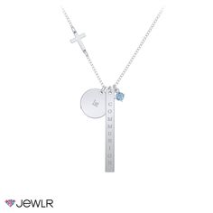 Celebrate a sweet 16, quinceañera, confirmation, or other momentous occasion with this milestone necklace that features a cross charm. Officially mark a milestone when you personalize with an engraved number and name. Customize in sterling silver or gold, and select a gemstone for a sparkling touch. Necklace With Cross, Mens Engagement, A Cross, For Sale Sign, Cross Charms, Gift Collections, Name Plate, Milestones, Sweet 16