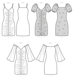 the front and back views of a dress