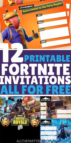 an image of the fortnite party game with text that reads, 12 printable fort