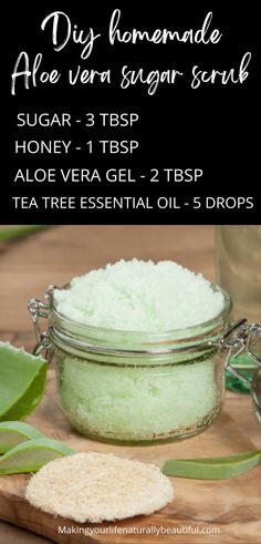 5 Homemade Sugar Scrub Recipes - Easiest 5 Minute Recipes - Aloe Vera Scrub, Diy Sugar Scrub