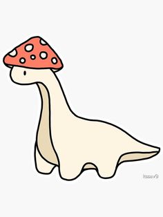 a cartoon dinosaur with a mushroom on its head