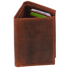 Men's Vintage Brown Classic Trifold Wallet #WM13141NID Gifts Under 25, Brown Leather Wallet, Leather Clothes, Mens Fashion Classic, Tan Cowhide, Id Wallet, Tanning Oil, Card Business, Leather Skin