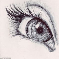 a drawing of an eye with long eyelashes