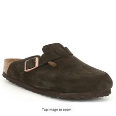 Clogs Feature: Supple Suede Upper Crafted Without Additional Dyes, Helping Keep The Material Breathable, Durable And Comfortable Adjustable Buckled Strap Soft Footbed With A Foam Layer Inserted Between The Cork Layer And The Suede Lining Of The Original Birkenstock Footbed Millions Of Microscopic Air Bubbles That Cushion Your Feet While Providing Moderate Arch Support Lightweight, Flexible, Durable And Shock-Absorbing Eva Outsole In Excellent Pre-Owned Condition! Offers Welcome Size 36, Fits Us 5-5.5 Birkenstock Boston Suede, Birkenstock Clog, Birkenstock Brown, Bf Gifts, Mocha Color, Birkenstock Boston, Birkenstock Boston Clog, Birkenstock Shoes, Arch Support