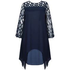 Plus Size Dress Women Casual Midi Dress Elegant Mesh Party Dress – lastrafashion Elegant Blue Dress With Overlay, Blue Spring Dress With Overlay, Spring Blue Dress With Overlay, Long Sleeve Evening Dresses With Overlay, Evening Dresses With Long Sleeve Overlay, Evening Dress With Overlay And Long Sleeves, Long Sleeve Dresses With Overlay For Summer, Blue A-line Chiffon Dress For Parties, Chiffon Party Dress With Asymmetrical Hem