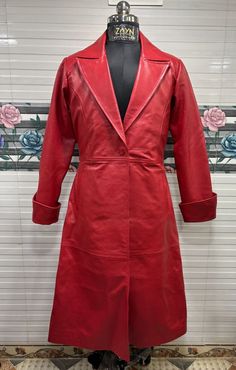 Elevate your style with this Ladies Stylish Red Trench Coat! 🔥 Made of soft lambskin real leather, this long coat by Zayn Leather is a must-have for any fashionista. Perfect for fall, winter, spring, or summer. #Fashion #TrenchCoat #WomensFashion #LeatherJacket #Stylish #RedCoat ❤️🧥  #eBay #eBayStore #eBaySeller #Princess #Classic #Designer #Wedding #City #Halloween #Christmas #Italian #Rock #Korean #Western #Retro #Outdoor #London #Paris Wedding City, Red Trench Coat, Long Leather Coat, Long Coat Women, Women Jacket, Red Coat, Coat Women, Designer Wedding, Long Coat