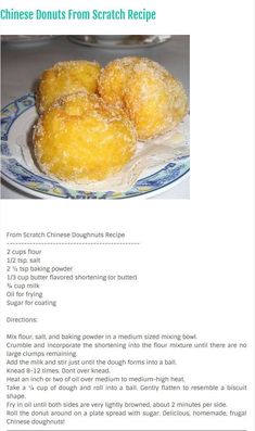 the recipe for chinese donuts from scratch recipe is shown in an email form, with information about how to make them