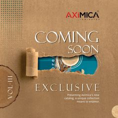 an ad for axmica coming soon is shown in the middle of a torn piece of cardboard