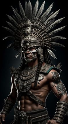 an image of a man with tattoos and headdress