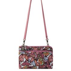 The Sak Cambria Smartphone Crossbody - |Eco Twill - Mulberry Butterfly Bloom| Spring Crossbody Bag With Removable Pouch For On-the-go, Multicolor Crossbody Bag With Card Slots, Bohemian Hand-stitched Crossbody Satchel, Versatile Daily-use Wristlet With Card Slots, On-the-go Crossbody Bag Strap With Removable Pouch, The Sak, Phone Wallet, Card Slots, Crossbody Bag