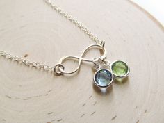 Infinity Necklace Sterling Silver Birthstone, Mothers Necklace, Birthstone Necklace for Mom, Family Hammered Silver Jewelry, Mother Daughter Necklace, Mama Necklace, Necklace For Mom, Infinity Charm, Necklace Birthstone, Family Necklace, Birthstone Colors, 12 December