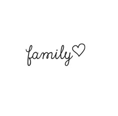 the word family written in cursive writing on a white background with a heart