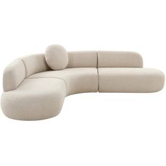 a white couch with pillows on the back and side, sitting in front of a white background