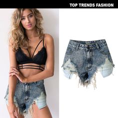 Denim Tassel, European Beauty, Bore Hole, Ripped Denim Shorts, Loose Jeans, Shirt Dress Casual, High Waisted Shorts Denim, Ripped Denim, Short En Jean