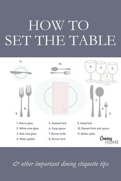 how to set the table infographic Dining Etiquette Table Manners, Table Manner, Table Setting Etiquette, Good Table Manners, Work Etiquette, Proper Etiquette, Table Etiquette, Dining Etiquette, Table Manners